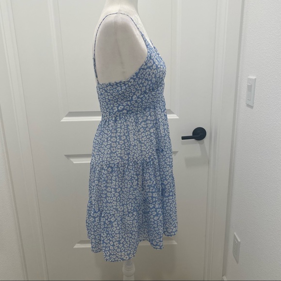 Blue and white leopard print spring / summer dress adjustable spaghetti strap - Picture 2 of 7